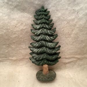 10” Resin Christmas Tree Glitter Snow Deocrated Holiday Decor